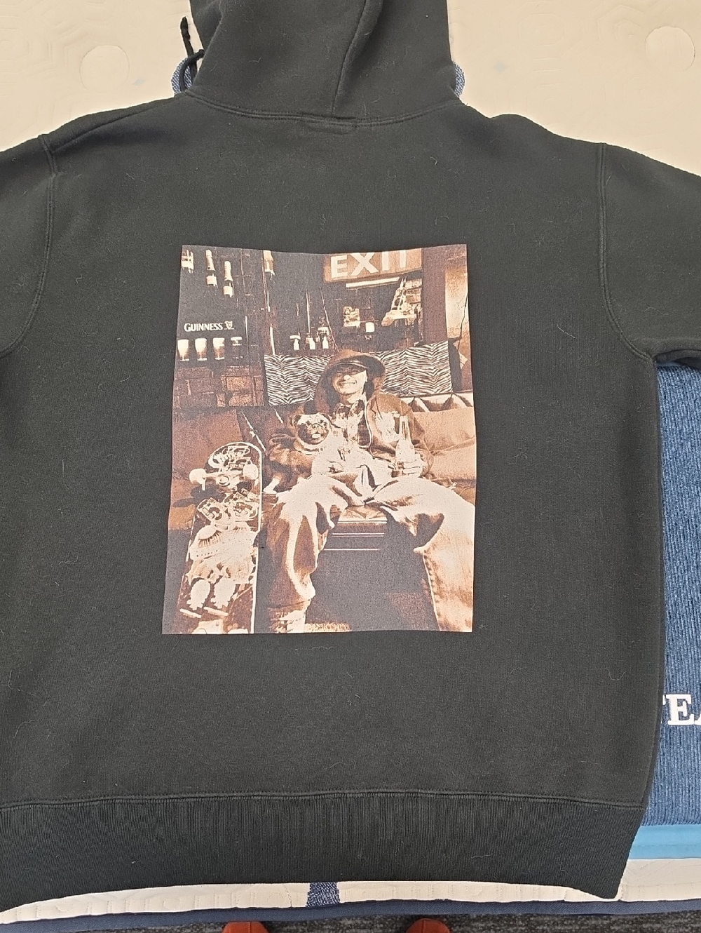 NINEMICROPHONES Black Men’s Hoodie with Script Crest•LARGE•amazing Back Decal!